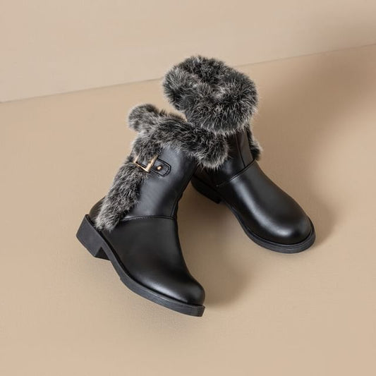 Boots Fur Short Faux Buckled