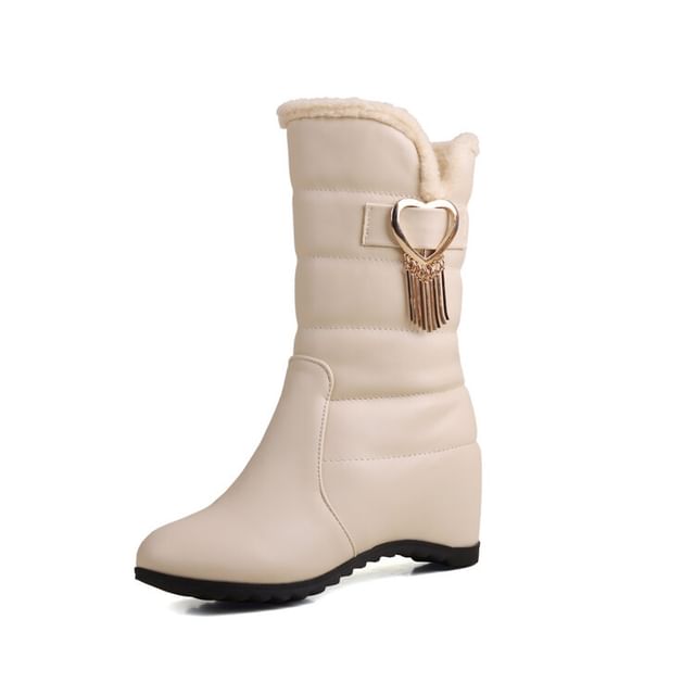 Wedge Heel Heart Buckle Short Snow Boots