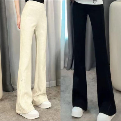 High Rise Plain Straight-Fit Boot-Cut Sweatpants