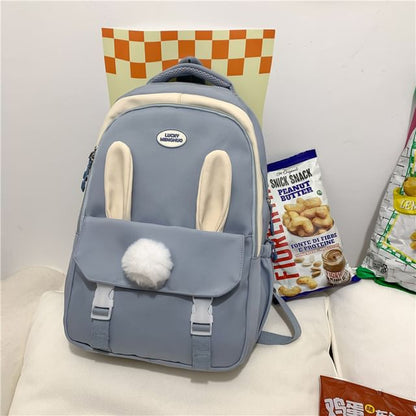 Rabbit Accent Buckled Nylon Backpack / Tote Bag