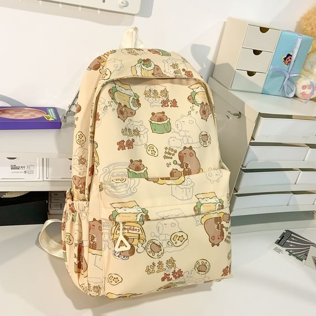 Capybara Print Nylon Backpack