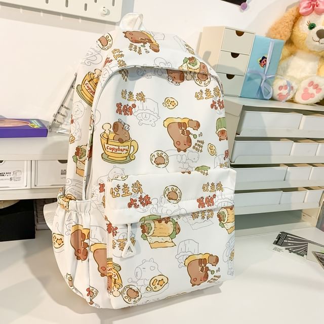 Capybara Print Nylon Backpack