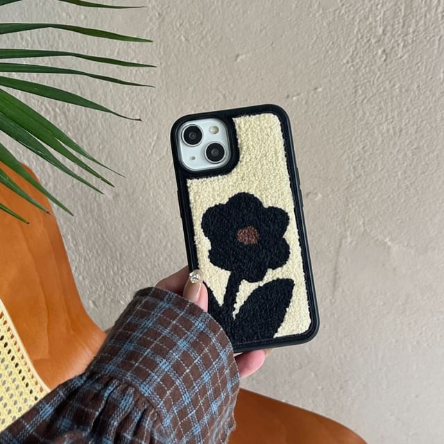 Smiley Floral Embroidered Phone Case