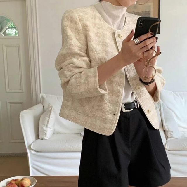 Tweed Button-Up Jacket