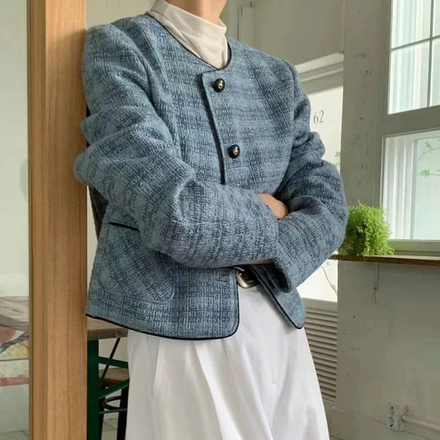 Tweed Button-Up Jacket