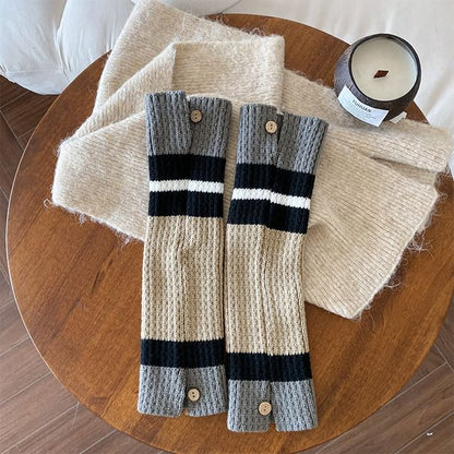 Color Block Cable Knit Leg Warmers