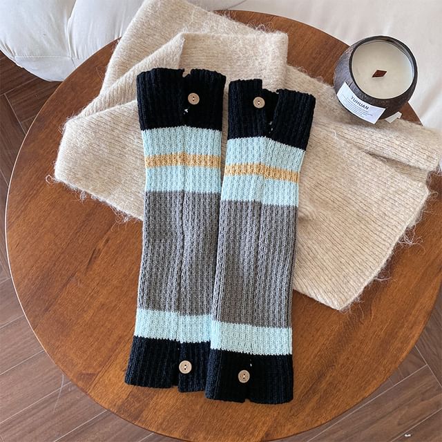 Color Block Cable Knit Leg Warmers