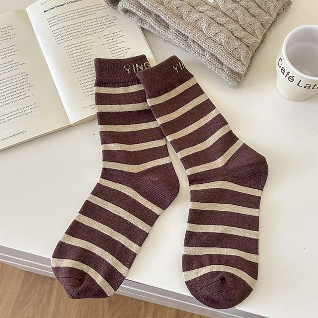 Striped Lettering Socks