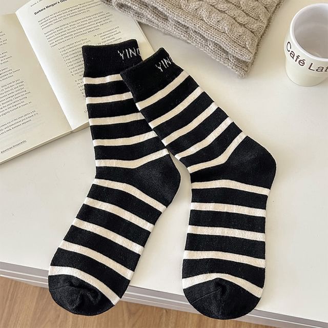 Striped Lettering Socks