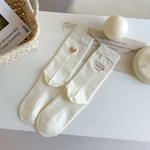 Letter Embroidered Socks