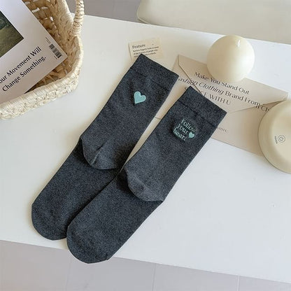 Letter Embroidered Socks