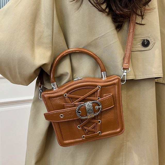 Lace-Up Buckled Crossbody Bag