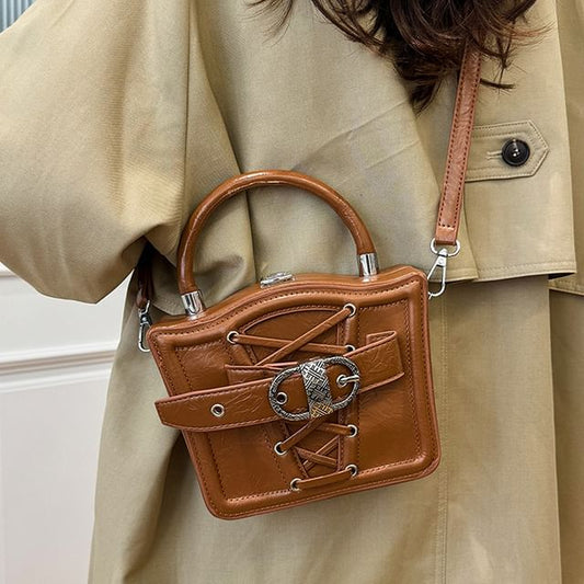 Lace-Up Buckled Crossbody Bag