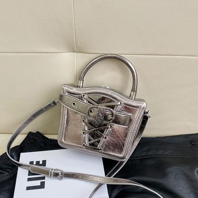 Lace-Up Buckled Crossbody Bag