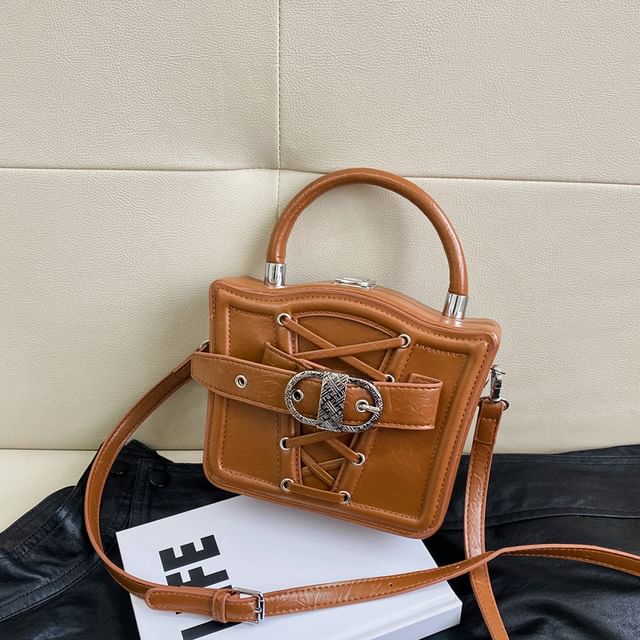 Lace-Up Buckled Crossbody Bag