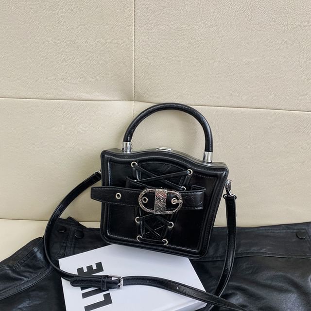 Lace-Up Buckled Crossbody Bag