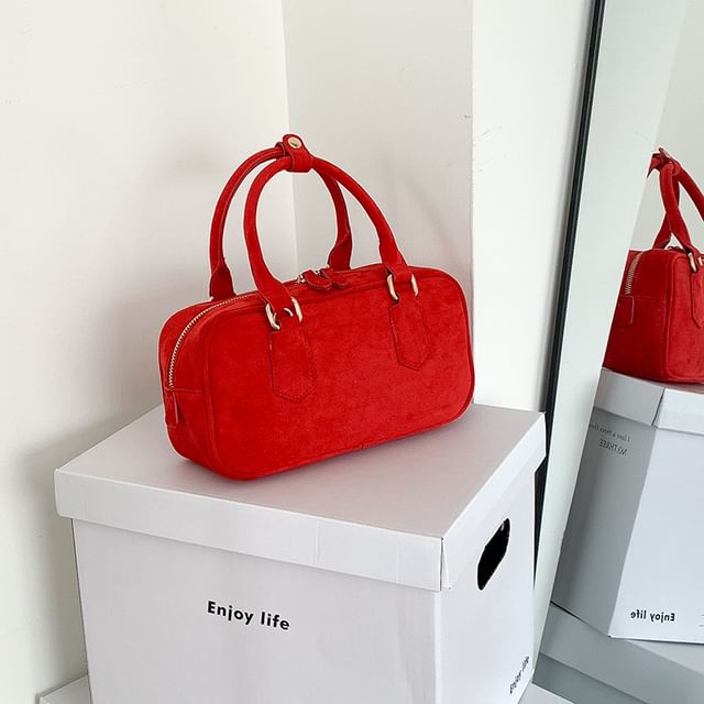 Crossbody Suede Faux Handle Top Bag