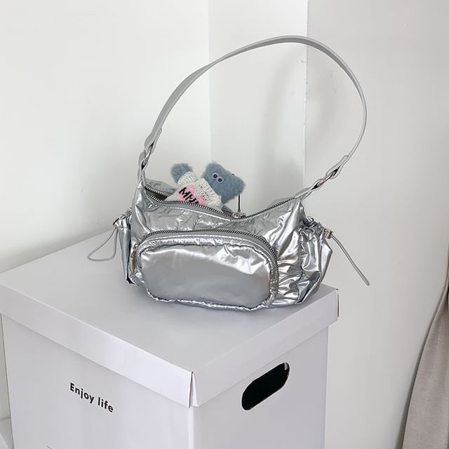 Plain Shoulder Bag Drawstring