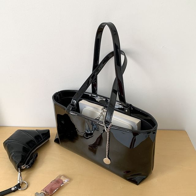 Tote Faux Bag Plain Leather