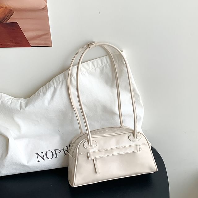 Bag Faux Plain Bowler Leather