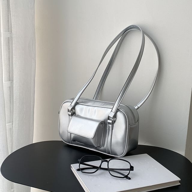 Faux Leather Shoulder Bag Plain