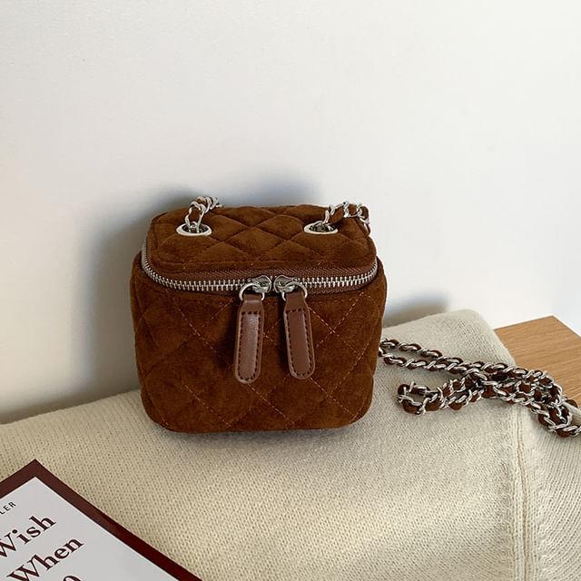 Quilted Velvet Chain Crossbody Bag Strap