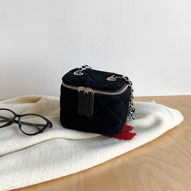 Quilted Velvet Chain Crossbody Bag Strap