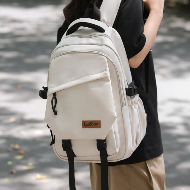 Nylon Applique Backpack Buckled Lettering