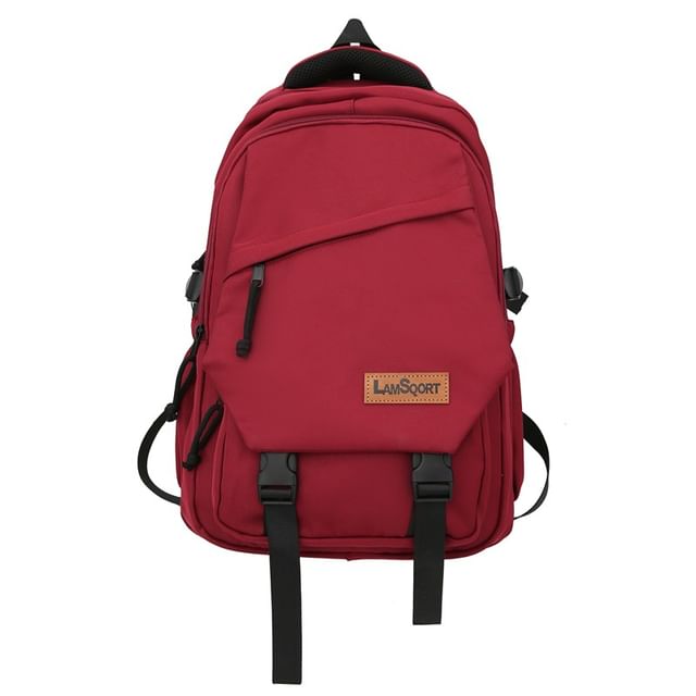 Nylon Applique Backpack Buckled Lettering