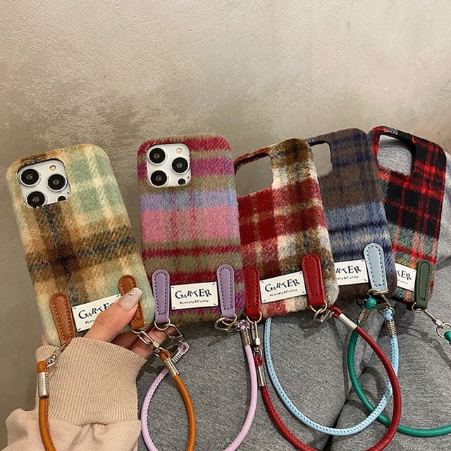 Strap Plaid Case Phone