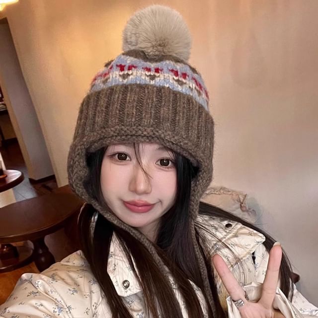Pom Trapper Knit Hat