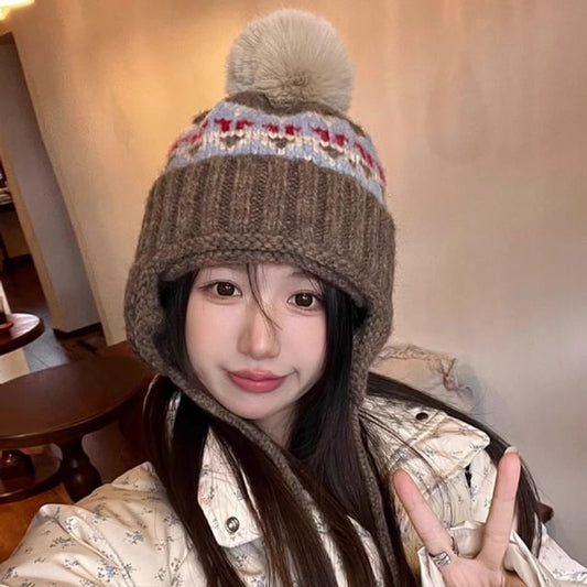 Pom Trapper Knit Hat