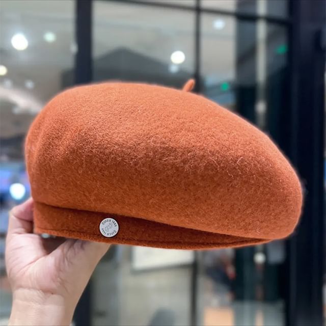 Disc Wool Beret Hat Metal