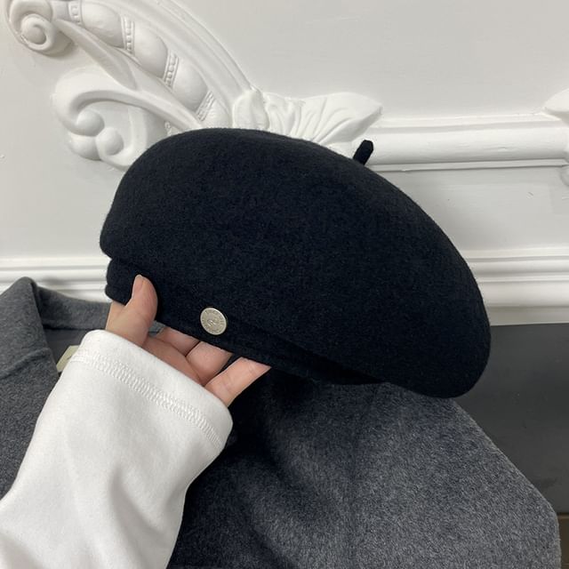 Disc Wool Beret Hat Metal