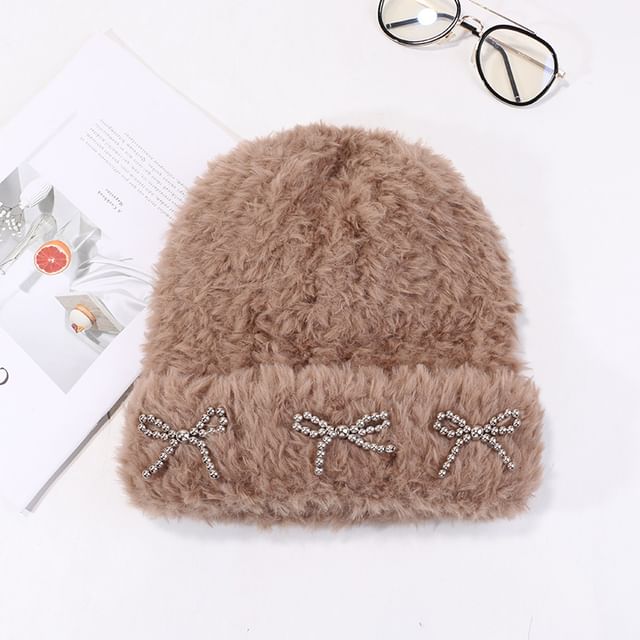 Metallic Beanie Bow Studded Chenille