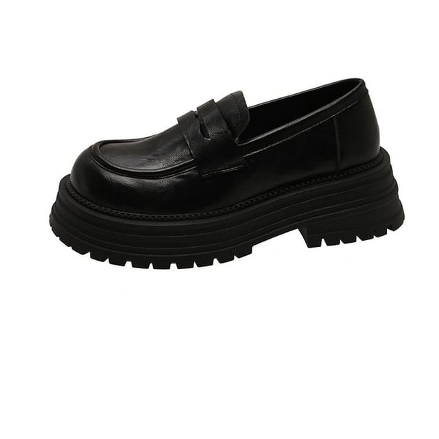 Platform Loafers Leather Faux