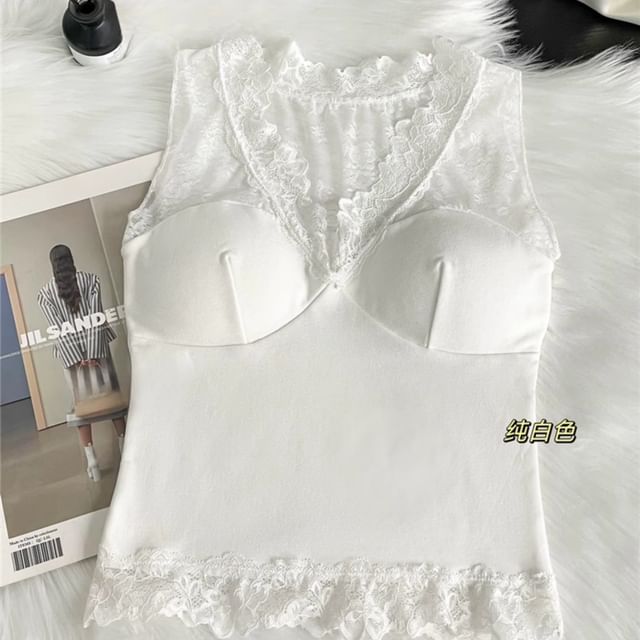 Lace Panel Sleeveless Tank