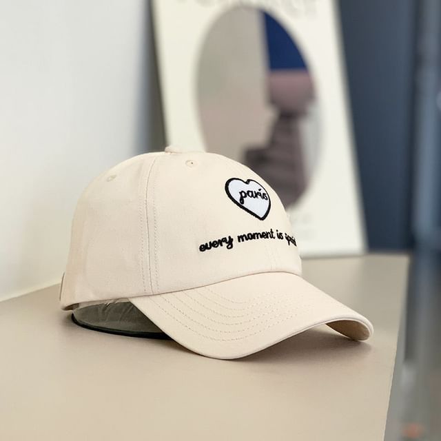 Cap Heart Embroidered