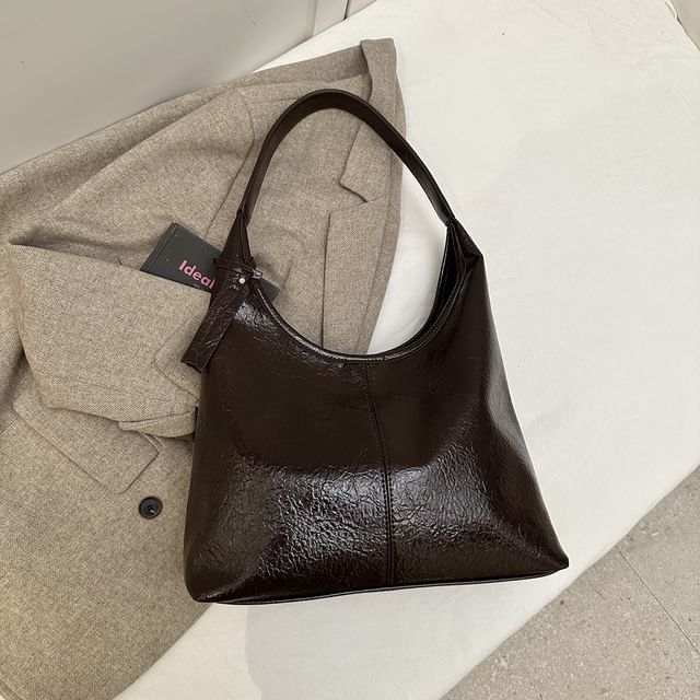 Leather Faux Plain Tote Bag