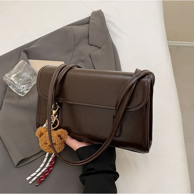 Leather Faux Flap Charm Set: Plain Tote Bag +