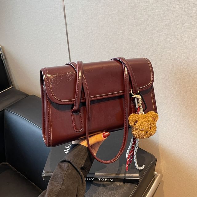 Leather Faux Flap Charm Set: Plain Tote Bag +