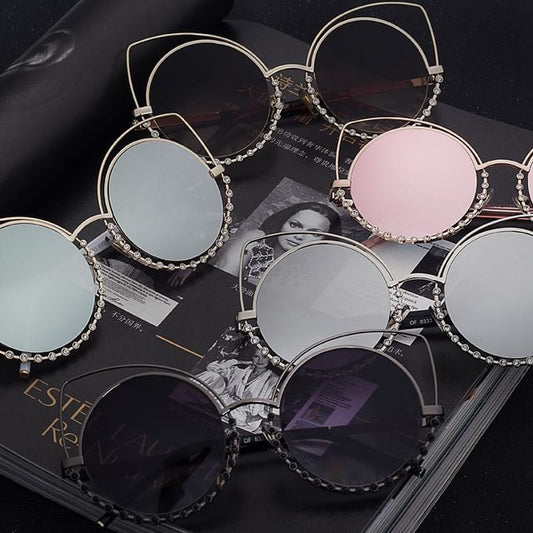 Cat Frame Metal Sunglasses Eye Rhinestone