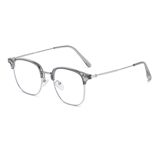 Light Frame Square Eyeglasses Blue Metal Blocking
