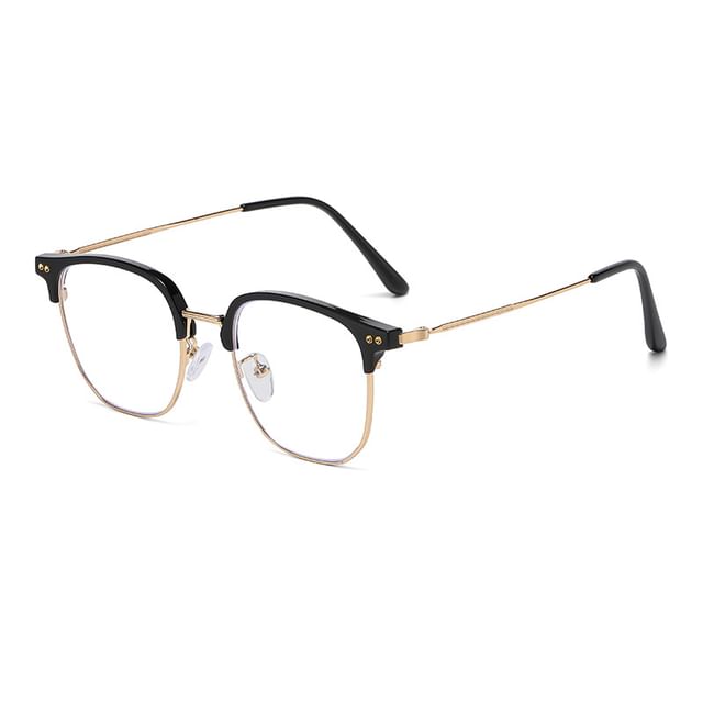 Light Frame Square Eyeglasses Blue Metal Blocking