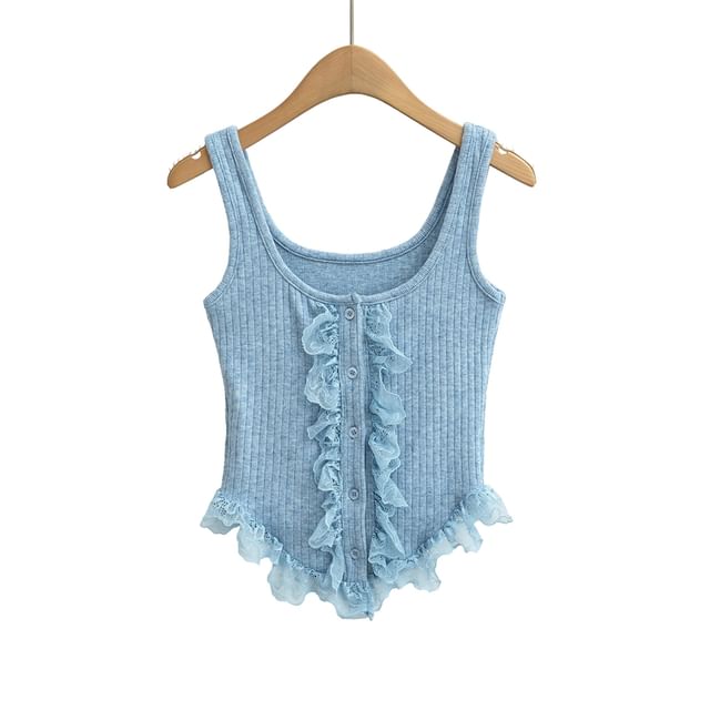 Button-Up Lace Crop Tank