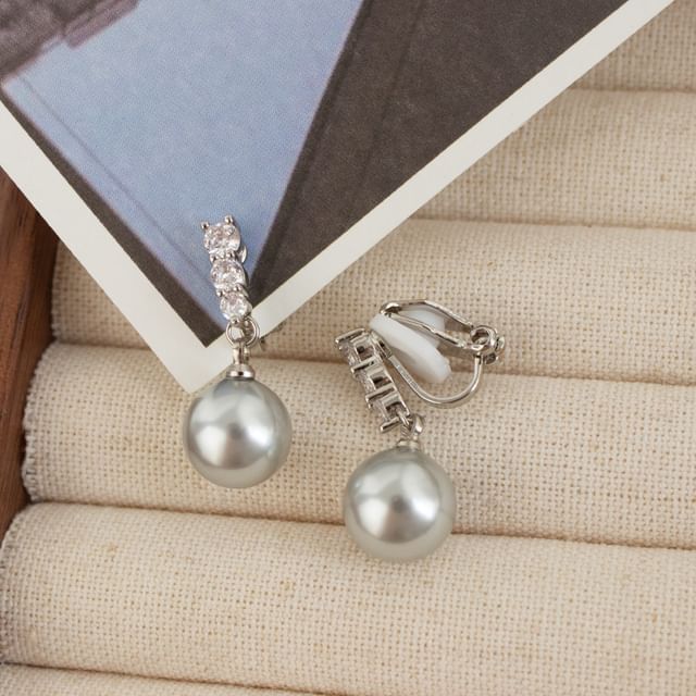 Faux Alloy Rhinestone Earring Pearl Dangle