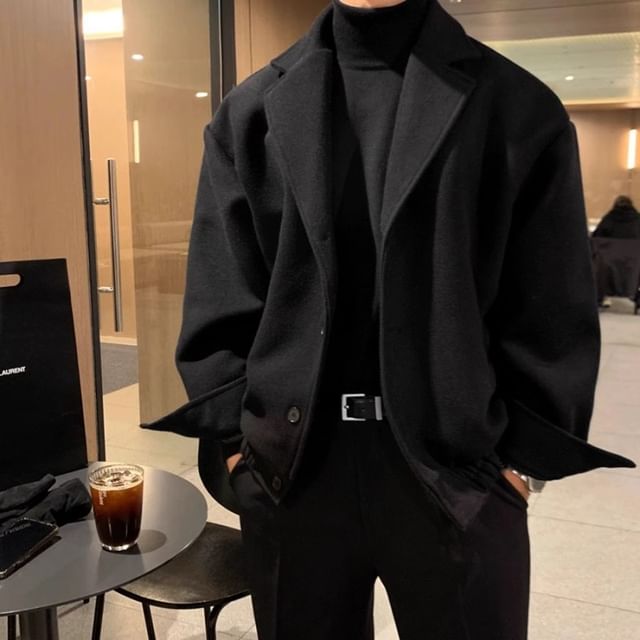 Lapel Collar Plain Single-Breasted Blazer