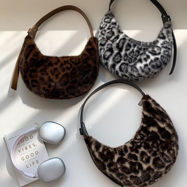 Bag Leopard Fluffy Print Shoulder