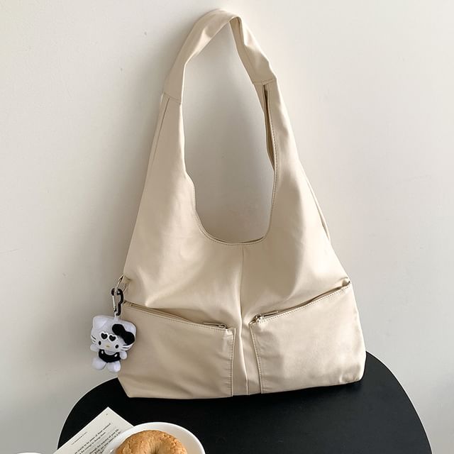 Leather Multi-Pocket Faux Tote Bag