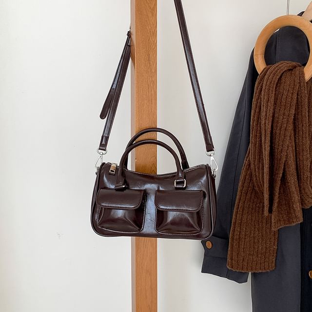 Bag Faux Multi-Pocket Crossbody Leather